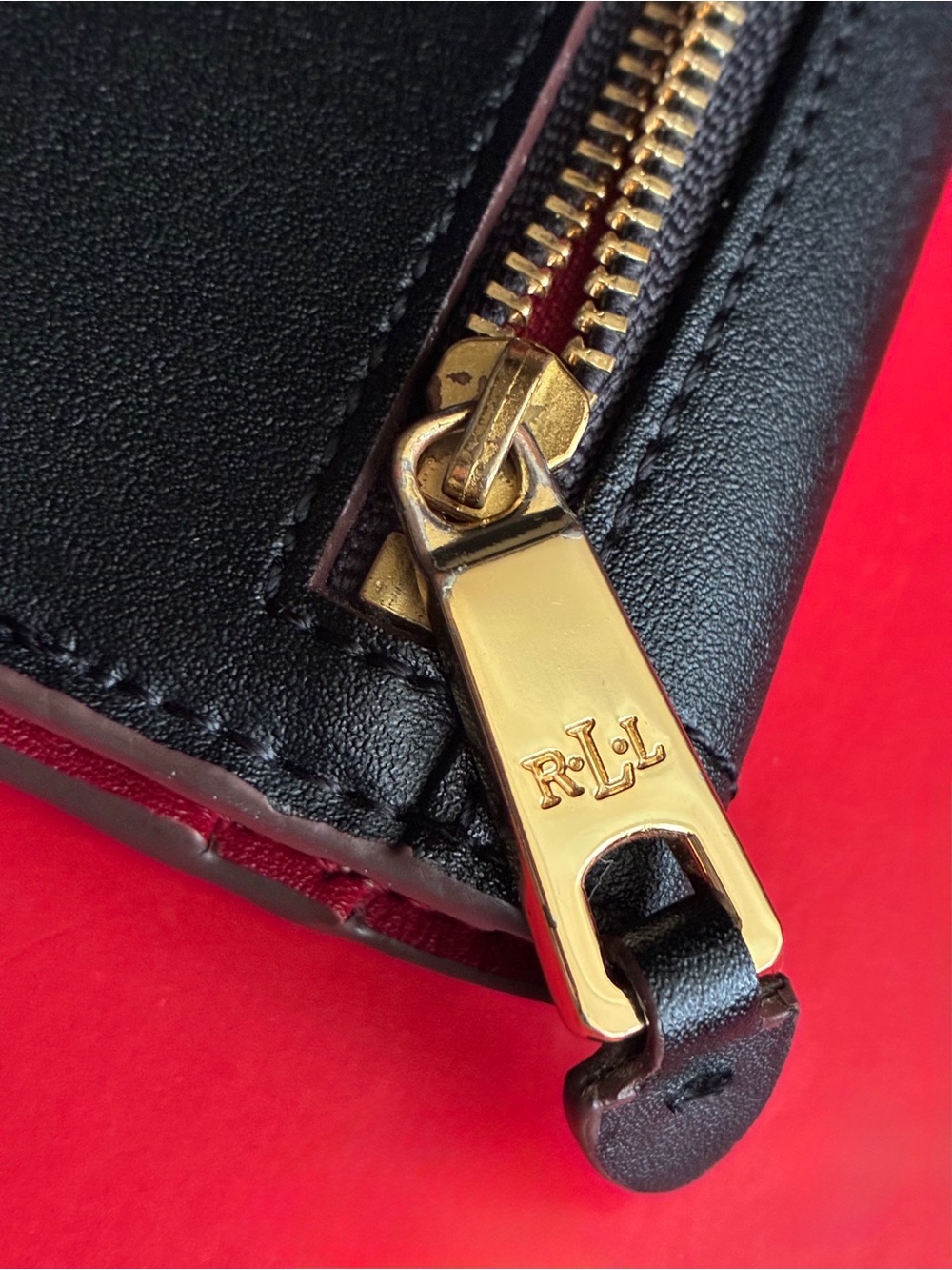 Ralph Lauren Black Leather Zip Wallet with Gold-Tone Hardware - Picture 6 of 11